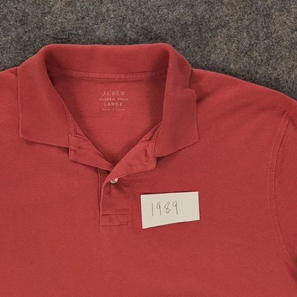 J.Crew Polo Shirt Mens Large Pink Classic Knit Cotton Short Sleeve Casual